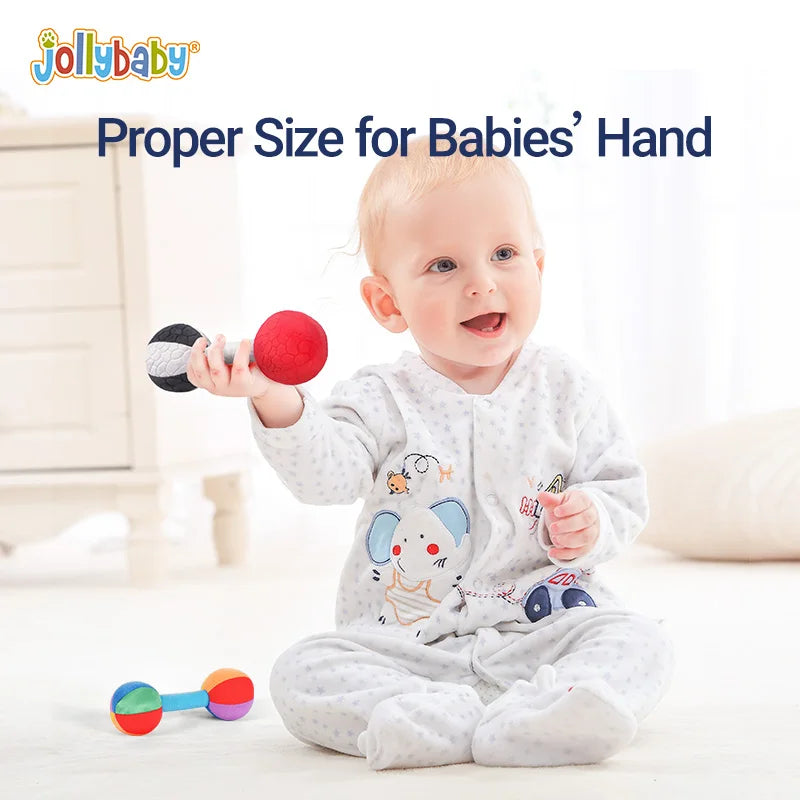 Jollybaby Infant Sensory Toys Baby Dumbbell Toy Mini Rattle Stick Black and White Baby Rattles Hand Bell Toy